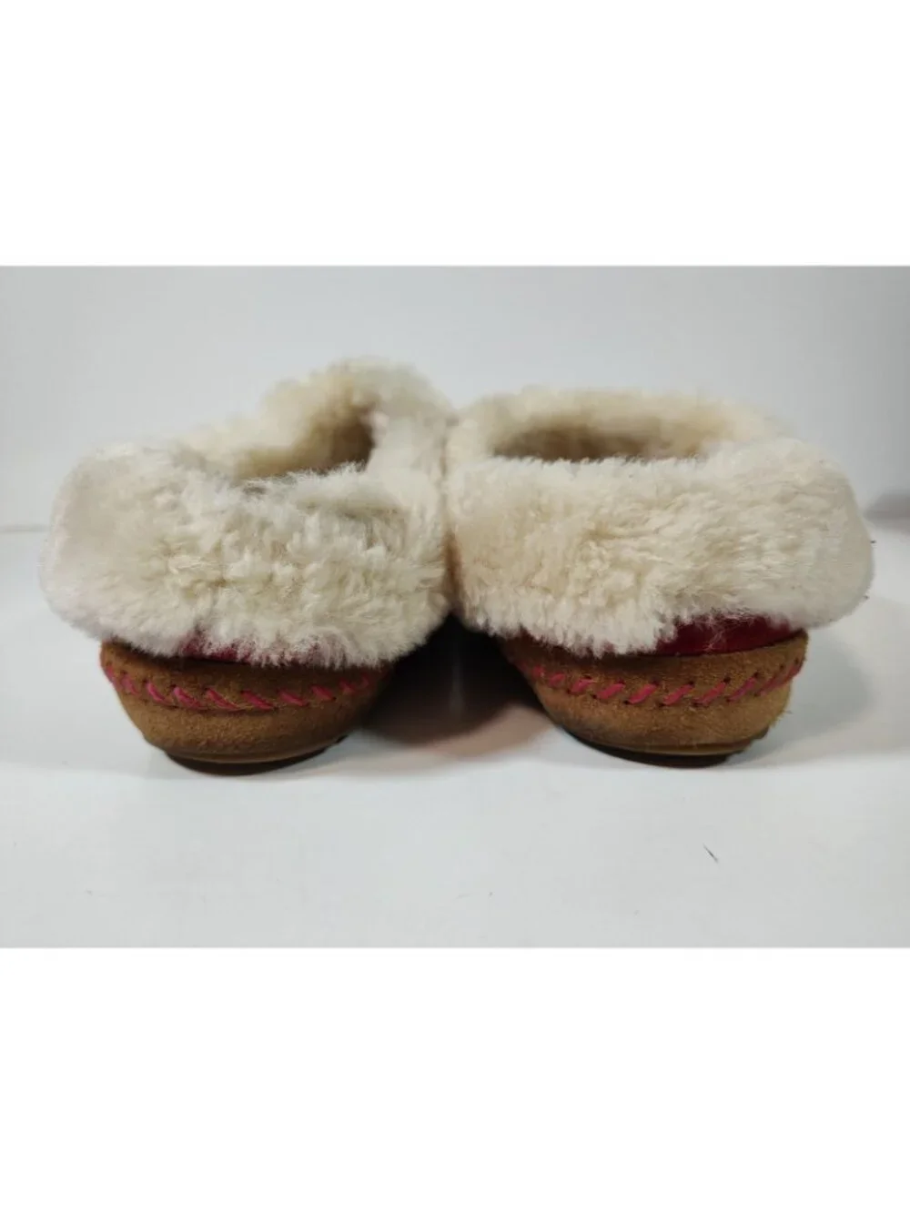 L.L.Bean Wicked Good Slippers Squam Lake Red Suede Lined Lamb Wool Women's 9M - Picture 4 of 10